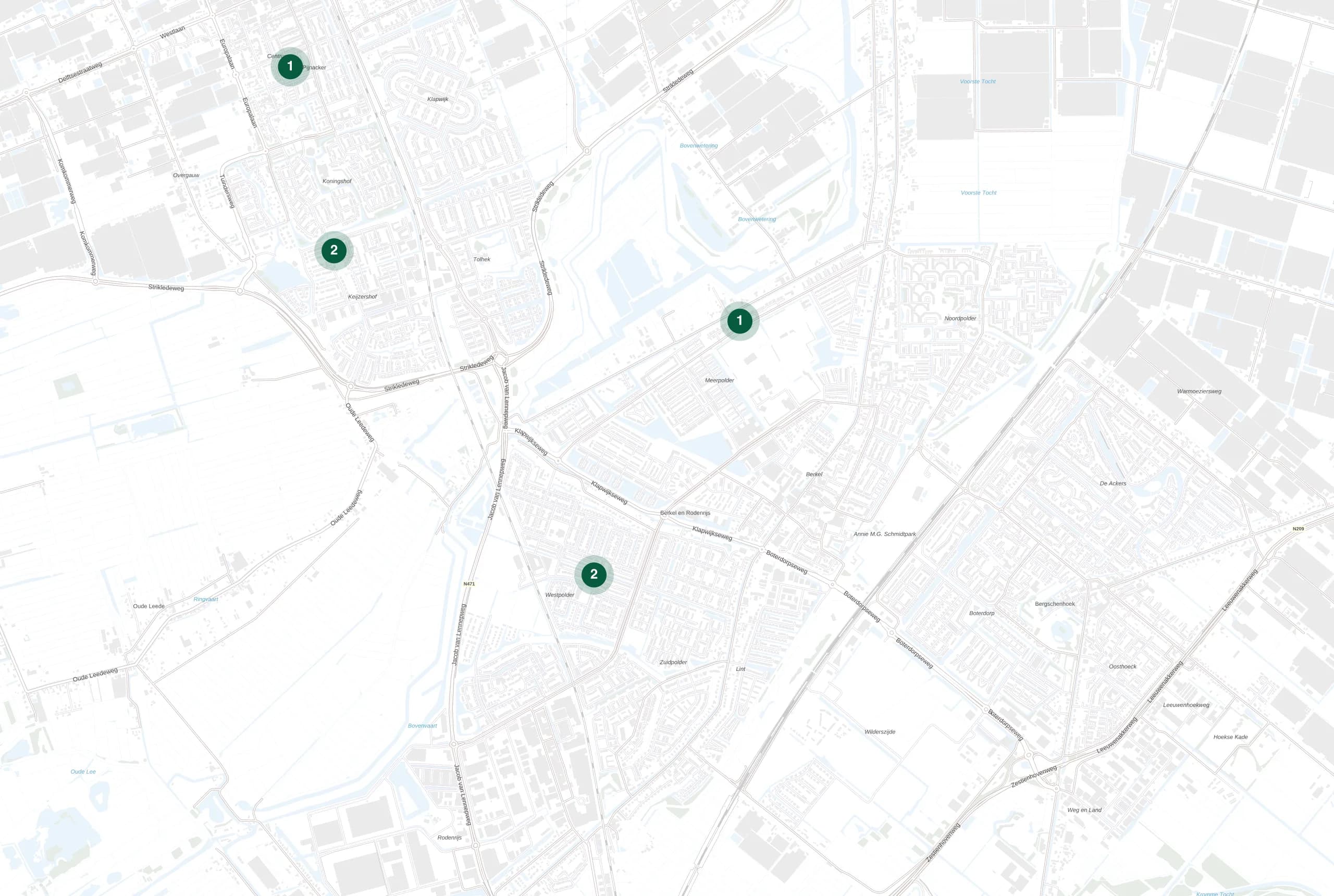 Kaart van Lansingerland met de plekken waar Holie Pizza catering verzorgde